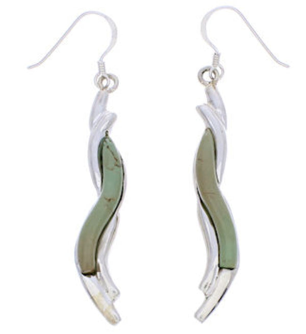 Sterling Silver Turquoise Inlay Jewelry Hook Dangle Earrings BW74826